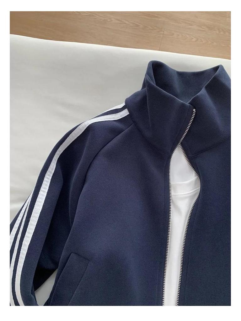 Women's Petite Three-Stripe Baseball Jacket - Spring/Autumn 2025 Korean Style