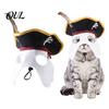Cappello Decorativo Regolabile per Animali Domestici, Cappello da Pirata di Halloween, Cappuccio Nero con Piuma, Divertente Cappello Decorativo Cosplay per Gatti e Cani Piccoli, Maschera Facciale