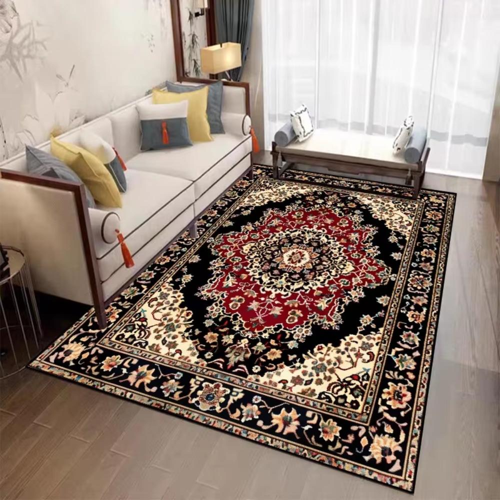 Red Persian Printing Carpet for Living Room Decor Sofa Area Floor Mat Bedside Area Rug Balcony Kitchen Table Mat Welcome Rug