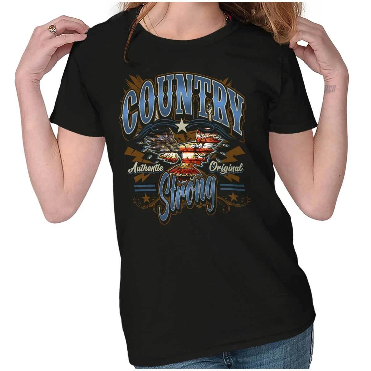 American Flag Bald Eagle Western Womens T Shirt Ladies Tee XXXL