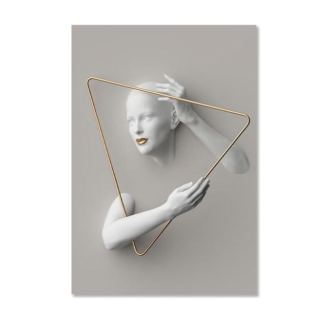 Nordic Figure Statue Art Canvas Painting Abstract Women Portrait Art Poster and Print Wall Pictures for Modern Living Room Decor