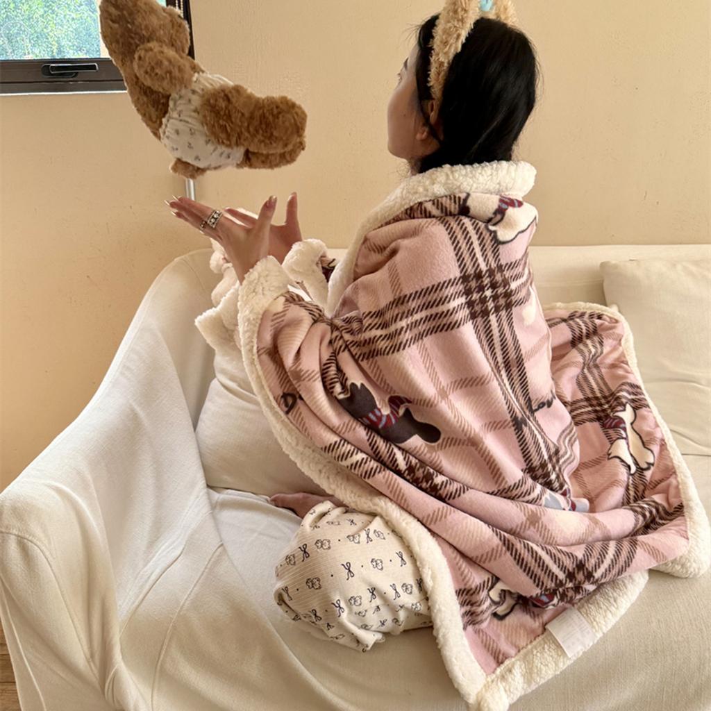 Thickened Lamb & Coral Fleece Cartoon Animation Winter Blanket for Office Nap Air Conditioning Sofa Cover & Kindergarten Use