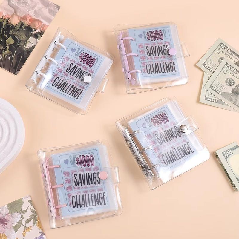 Mini Savings Challenge Binder 1111 Dollars Saving Cash Money Binder Envelope Wallet Budget Binder Storage Durable Challenge Book