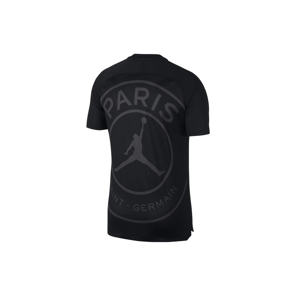 Paris Saint-Germain x Jordan Collaboration Letter Print Round Neck Quick-Dry Short Sleeve T-Shirt Unisex Tops Black AJ2396-011