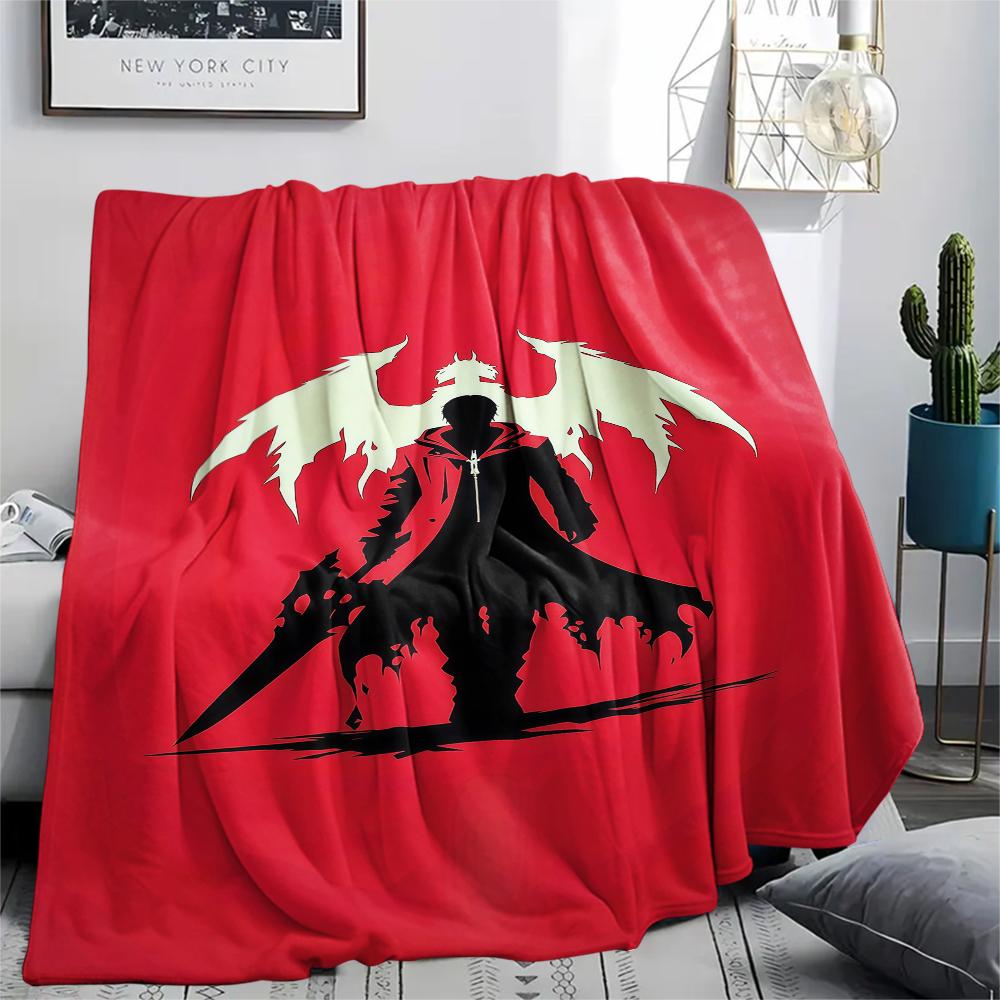 1PC Devil May Cry Print Flannel Blanket, High Quality All Seasons, Home Decor, Warmth and Comfort, Perfect for Christmas Gifts
