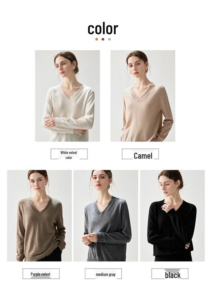 Kaschmir V-Ausschnitt Quasten Pullover - Herbst/Winter 2026 Damen Locker Elegant Schlankmachendes Oberteil.