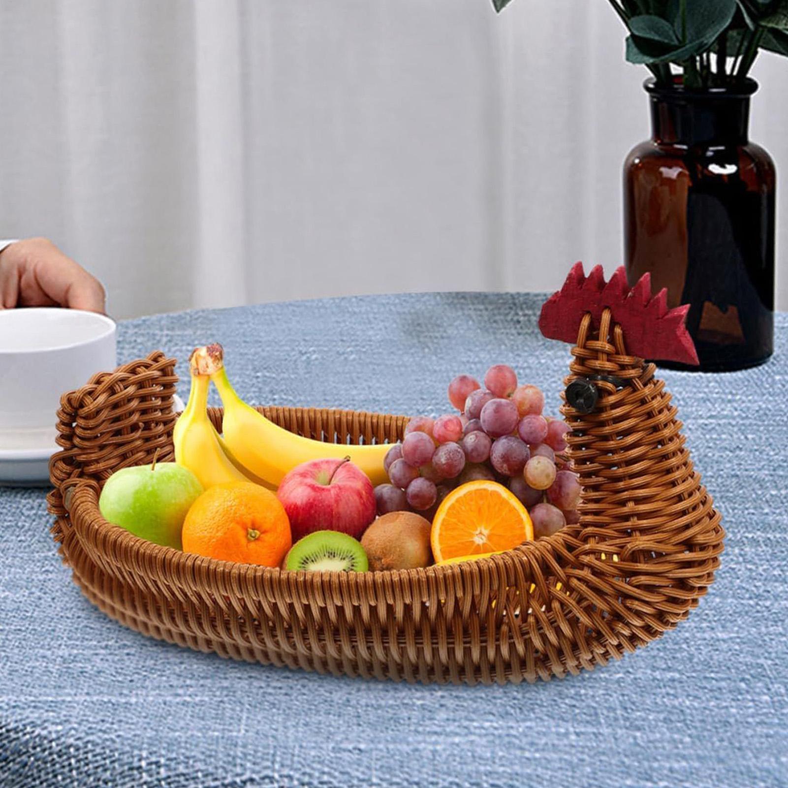 Rattan Woven Fruit Basket Cute Shape Fruit Bowls Tray Vegetable Snack Basket Chicken Shaped Woven Fruit Storage Basket China Mainland