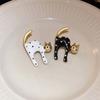 Cute Kitten Cat Brooches Black White Scarf Adjuster Fashion Brooch Pins  For Men Women