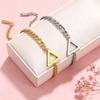 Punk Geometry Triangle Figaro Chain Bracelet Stainless Steel Minimalist Triangle Pendant Bracelet Fashion Couple Jewelry Party