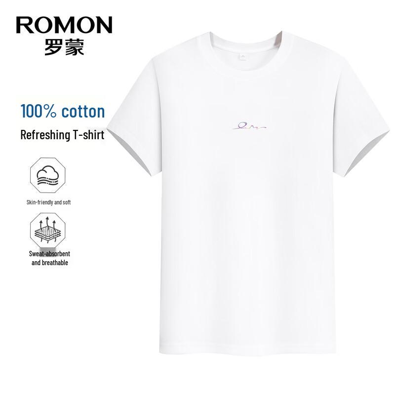 ROMON Men's Crew Neck 100% Cotton Short Sleeve T-Shirt TH2613