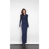 2026 solid color round neck long-sleeved dress slim-fitting hip-wrapping and thin long dress women
