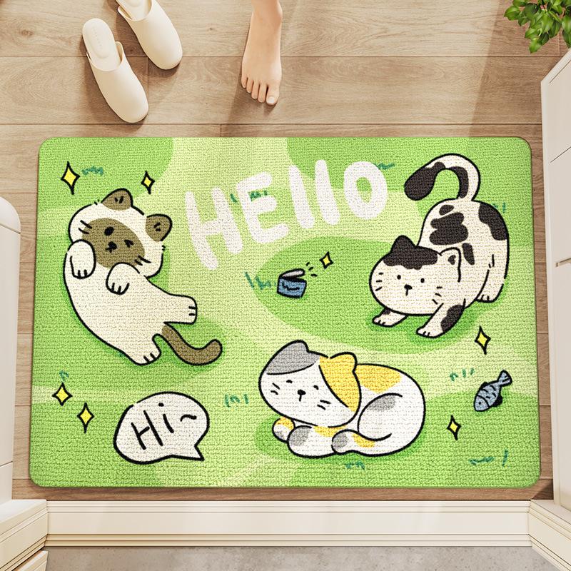 Cartoon ins Zwinger Samt Eingangstürmatte verschleißfest Fußmatte Hauseingang verdickt pflegeleicht Staubentfernung rutschfeste Matte