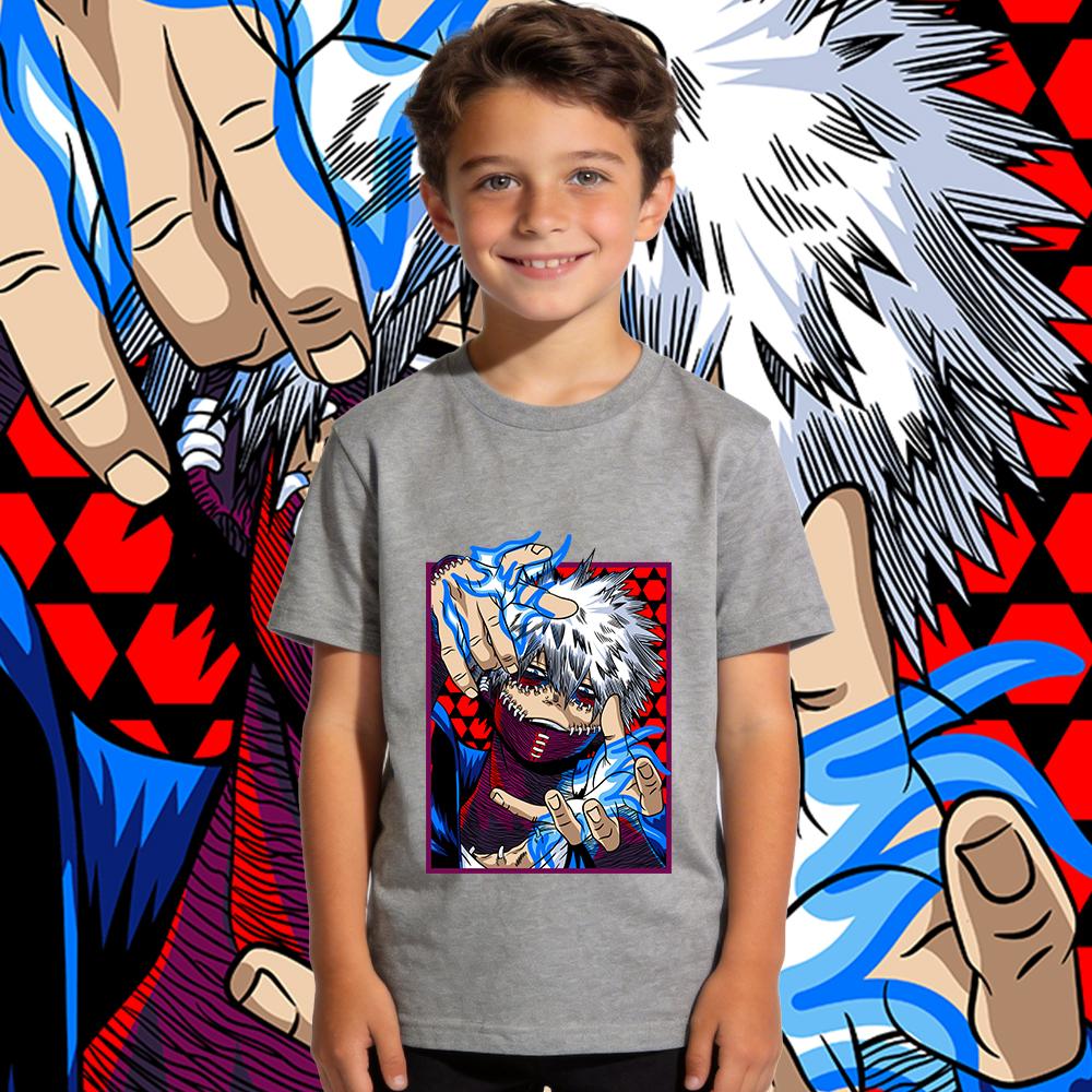 Boys Girls Cotton T Shirt My Hero Academia Dabi Anime Print Kids Casual Short Sleeve Top Soft Breathable Summer Clothing