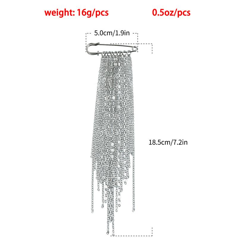 Multiple Tassel Brooches for Women Men Exquisite Metal Chain Pearl Rivet Pendant Pin Casual Versatile Clothing Accessories Gift