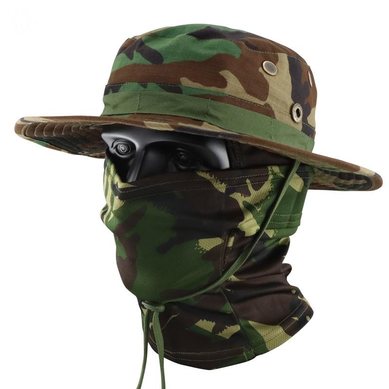 Camouflage Boonie Cap & Balaclava Set, Foldable Soft Wide Brim Hat Sunscreen Caps for Outdoor Hunting Fishing