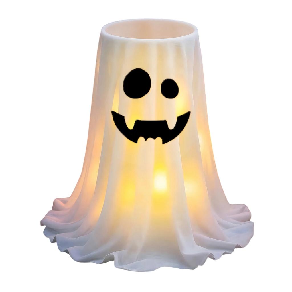 Expandable Halloween Ghost Candy Holder Storage Stand Outdoor Porch Front Door Yard Decoration Prop with LED Light Effect