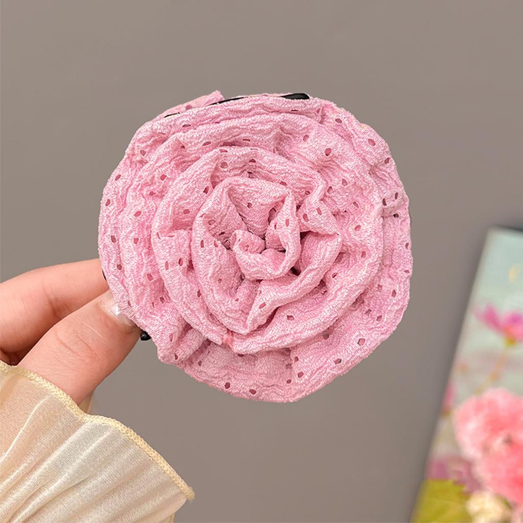 New Korean Sweet Cute Rose Hair Grab for Women Elegant Design Horsetail Shark Clip Colorful Vacation Hair Accessories