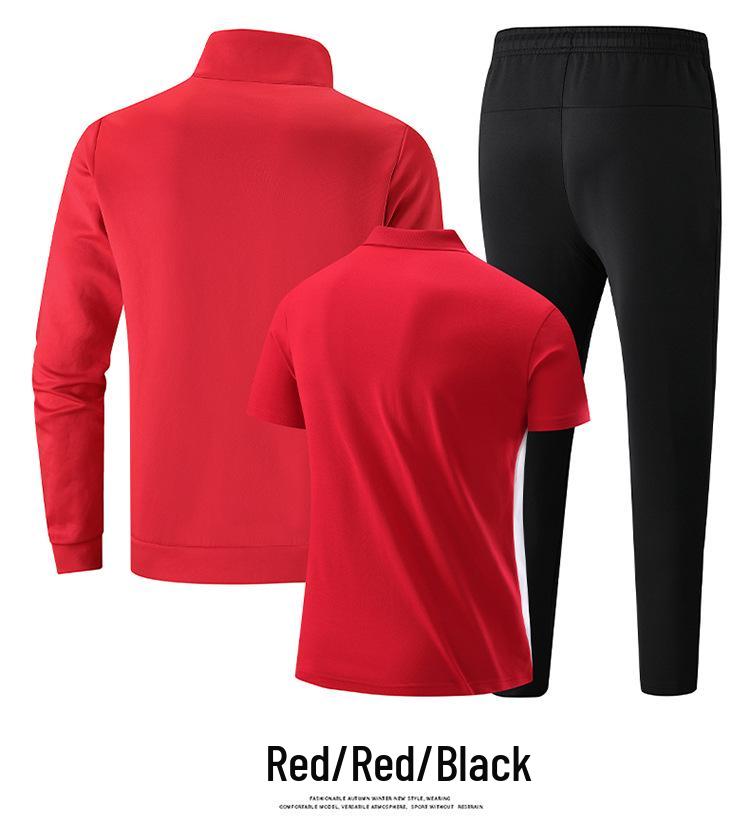 Chinese Team Stand-up Collar Sportswear: Athletic Game POLO Shirt & Casual Uniform Three-Piece Set