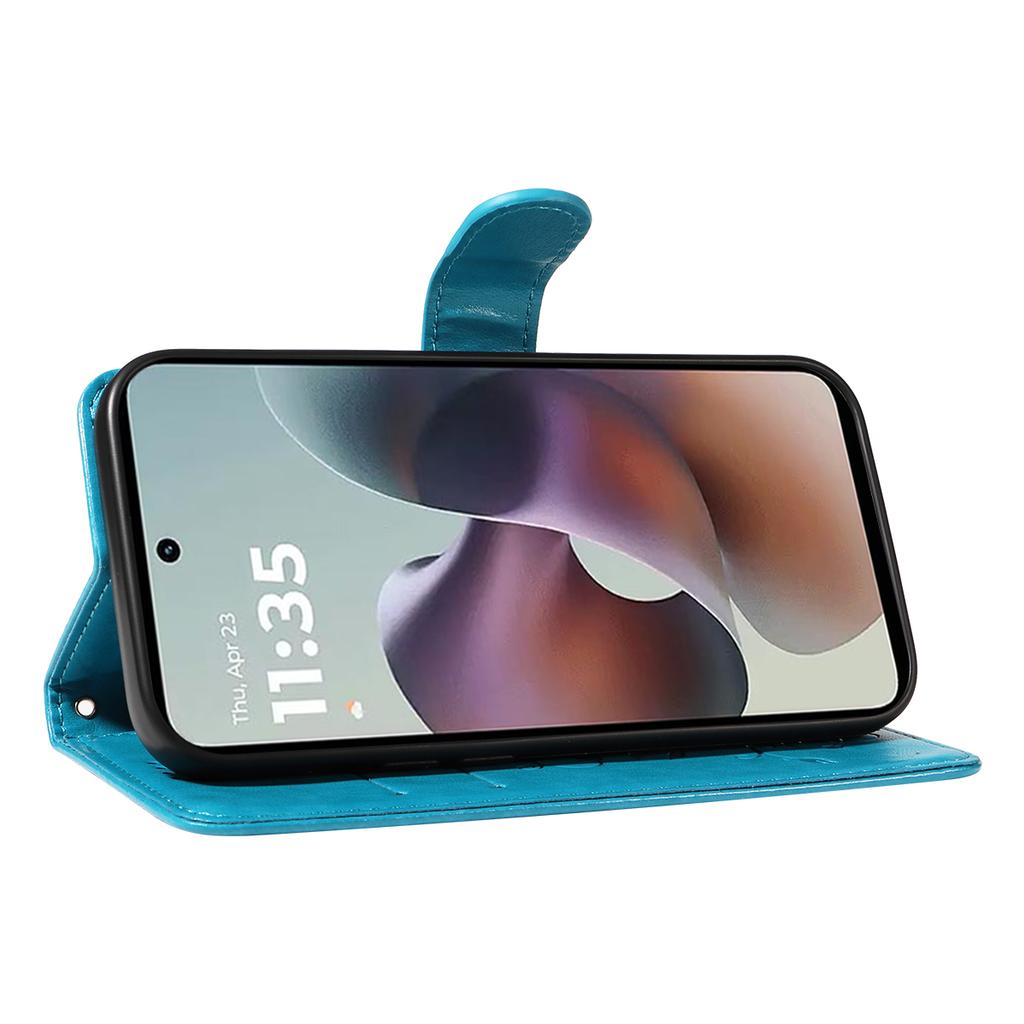 For Motorola Moto G56 5G PU Leather Cases Flower Pattern Wallet Stand Phone Cover with Strap