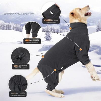 Psí zimní kabát - Měkký teplý, větruodolný fleecový psí svetr - Onesie s vysokým krkem a celým tělem na procházky, turistiku, cestování, domácí nošení