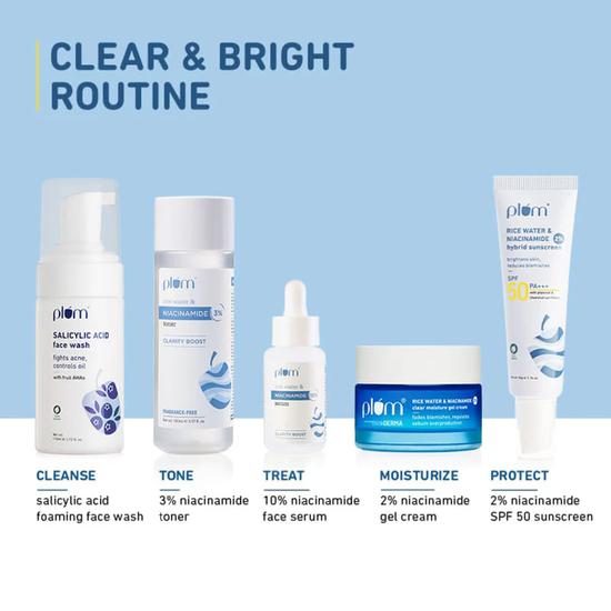 Plum Hybrid-Sonnenschutz für das Gesicht mit Niacinamid und Reiswasser