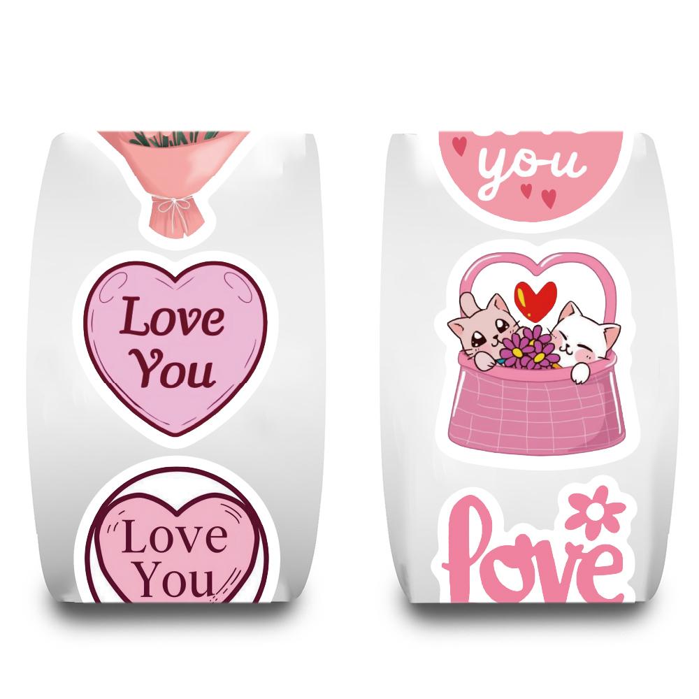 500PCS Valentine's Day Roll Stickers Aesthetic Skateboard Laptop Luggage Phone Gift Graffiti Phone Gradient Fashion Wall Sticker