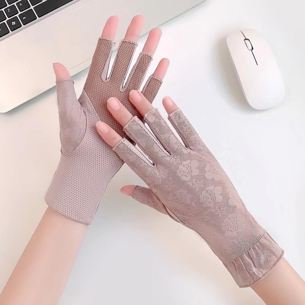 

Thin Exposed Finger Gloves Breathable Half-finger Gloves New Sun Protection Gloves Women фіолетовий