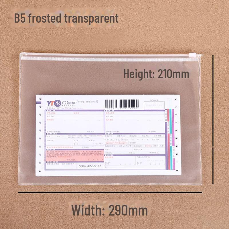 Transparent Frosted PVC Waterproof Document Bag with Zipper - A4/A5/A6