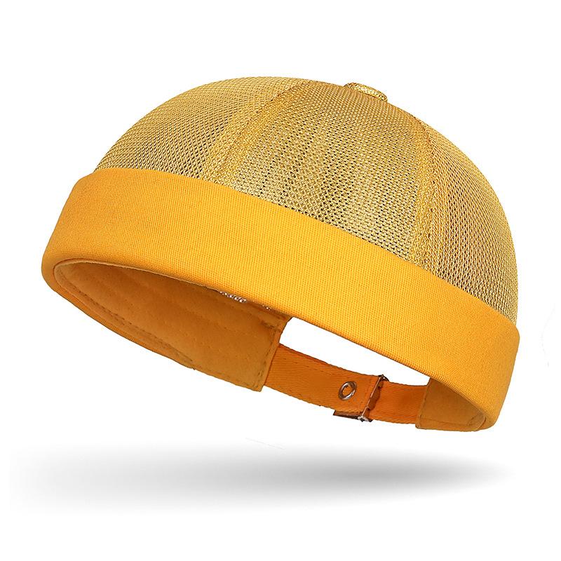 Unisex Mesh Brimless Docker Hat with Adjustable Rolled Cuff - Retro Hip-Hop Sailor Style for Casual Outdoor Streetwear