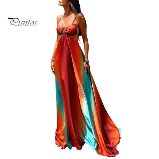 

Летнее пляжное платье с глубоким вырезом на талии, открытой спиной, без рукавов, ажурное платье-комбинация для отпуска, контрастного цвета, платье-макси А-силуэта S разноцветный