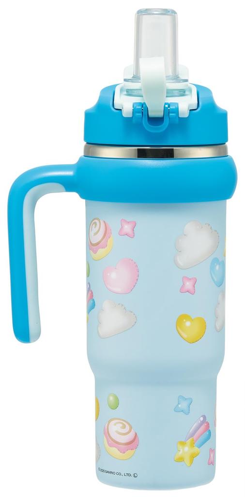 Skater Straw with Direct Sanrio Puffy Balloon Tumbler, 830ml, Insulated, Cold/Hot, Handle, 2-Way, Drinking, Cinnamoroll, Design, STSTB9-A