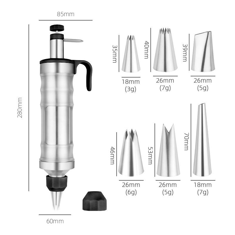 Stainless Steel Cake Decorating Gun Icing Decoration Gun Set Dessert Decorating Syringe Kit DIY Manual Cake Decorating Tools чёрный