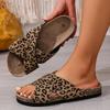 Fashion Fashion Leopard Print Cross Band Slippers Women 2025 Summer Plus Size Platform Sandals Woman Non Slip Beach Flip Flops Female 43