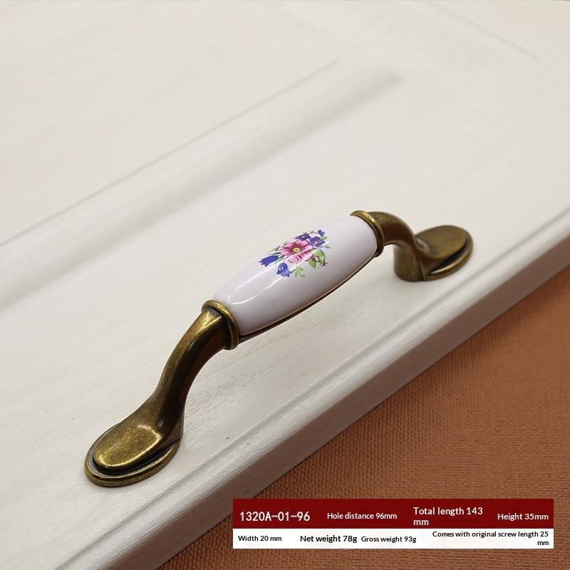 European Flower Ceramic Handles Kitchen Cabinet Storage Dressers Classic Wardrobe Cabinet Closet Door Pulls