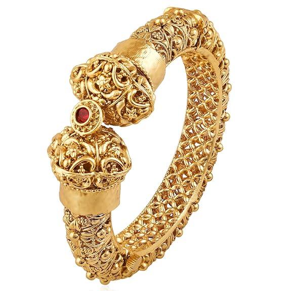 

Позолоченный этнический браслет-када, инкрустированный синтетическими камнями, этнические украшения для женщин и девушек (2,6 дюйма, 1 шт.)