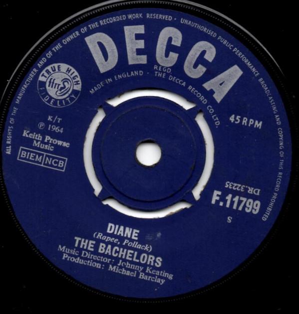 

7inch Record BACHELORS Diane F11799 Decca UK Pop Used