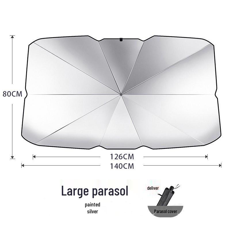 Umbrella-Style Car Sunshade: Folding Heat Insulation for Front Windshield