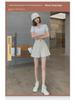 Large Black High-Waist Pleated A-Line Wide-Leg Shorts for Women