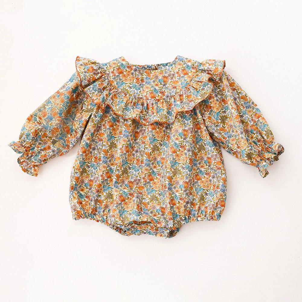 Salopete Florale Vintage pentru Fetițe de Primăvară Bumbac Mânecă Lungă Salopete Nou-Născuți 3-24 Luni Îmbrăcăminte pentru Sugari