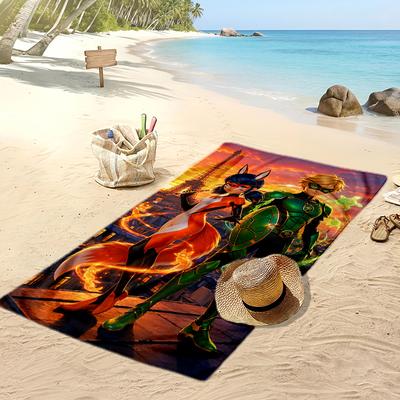 Miraculous Ladybug Strandtuch, Weiches Saugfähiges Schnelltrocknendes Handtuch für Strand Pool Schwimmen Reisen Zuhause