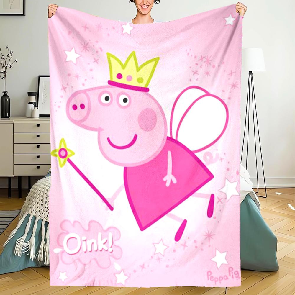 Peppa Pig Theme Printed Blanket - Perfect for Couch, Bed, Travel & Outdoor Use | Machine Washable, Cozy & Durable.
