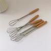 Useful Mini Egg Whisk Wooden Handle Manual Egg Beater Stainless Steel Egg Beater  Cooking