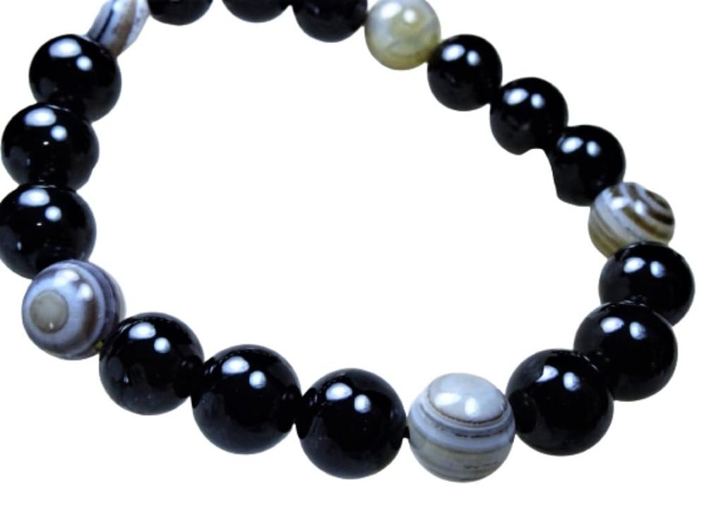 Kanoishi for Protection from Evil and Fulfillment of Morion and Eyestone Bracelet for Men and Natural Stone Power 10mm 18cm [Amulet Wish] Women,