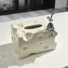 Tissue Box Cover Ceramic Rectangular Stylish Elegant Decorative Napkin Box Holder for Desktop Coffee Table