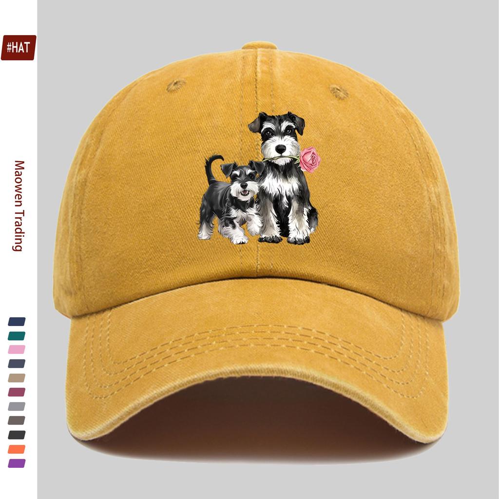 Pc Cute Schnauzer Pet Dog Pattern Printed Baseball Cap Unisex Sun Hat Multiple Colors Available Papa Hat Comfortable and Li
