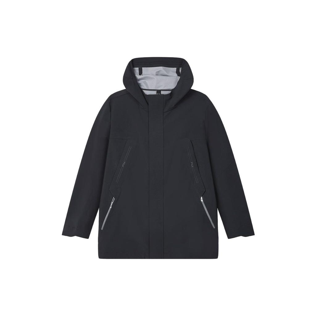 Fila Solid Color Zip-Up Hooded Reversible Long Sleeve Cotton Jacket Men Jackets Black F11M412701F-BK