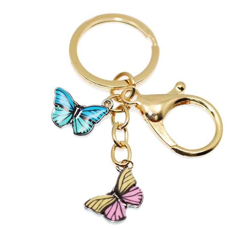 Cute Colorful Butterfly KeyChains Bag Charm Cell Phone Accessory Preppy Schoolbag Pendant Key Rings Christmas Xmas Jewelry Gifts