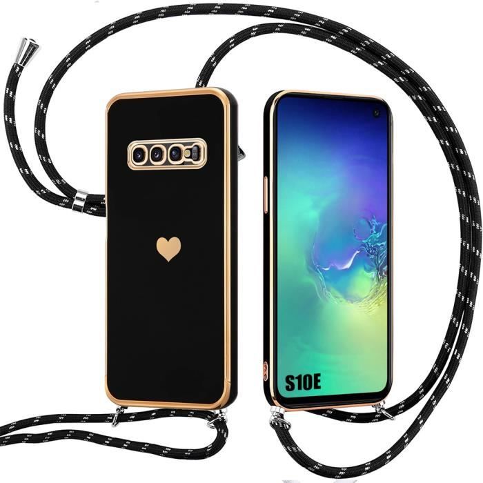 Coque - Samsung - Galaxy S10e - Anti-Choc - Anti-Rayure - Bandoulière Noir