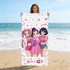 1pz Telo Mare Gruppo K-POP, Asciugamano con Design Cuori Stelle Nastro, Morbido Asciugamano Piscina Bagno per Fan K-POP, Regalo Ideale per Fan