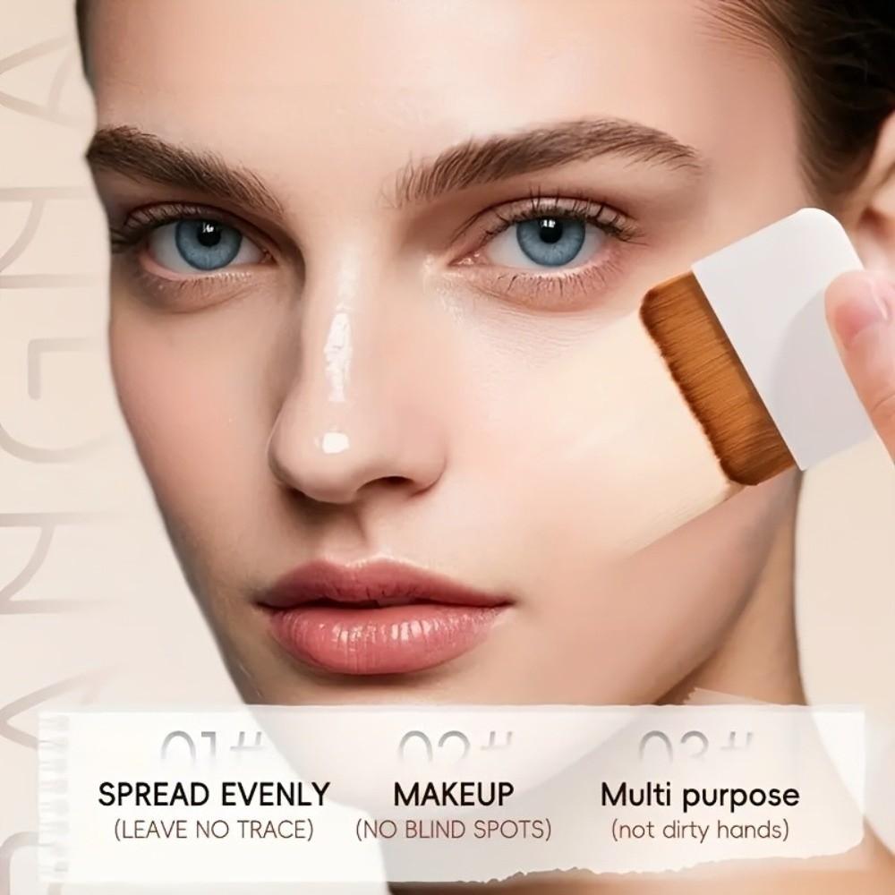 Ultra-thin Compact Foundation Brush With Mirror Beauty Tools Flat-head Makeup Brush No Trace Foldable Foundation Brush